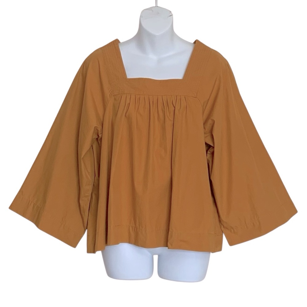Madewell Square Neck Mustard Yellow Blouse Top - Picture 5 of 9